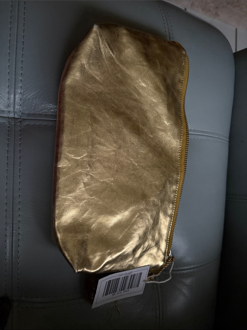 Gold Metallic Zip Pouch Clutch